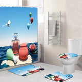 Shower Curtain Set /Waterproof with Non/Slip Mat Toilet Lid Cover and Bath Mat Size: 200 cm x 180 cm