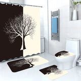 Shower Curtain Set /Waterproof with Non/Slip Mat Toilet Lid Cover and Bath Mat Size: 200 cm x 180 cm