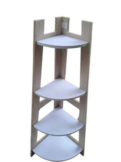 4 Tier Wooden Corner Storage Rack | Space-Saving & Stylish Organizer | 118cm x 38cm x 38cm