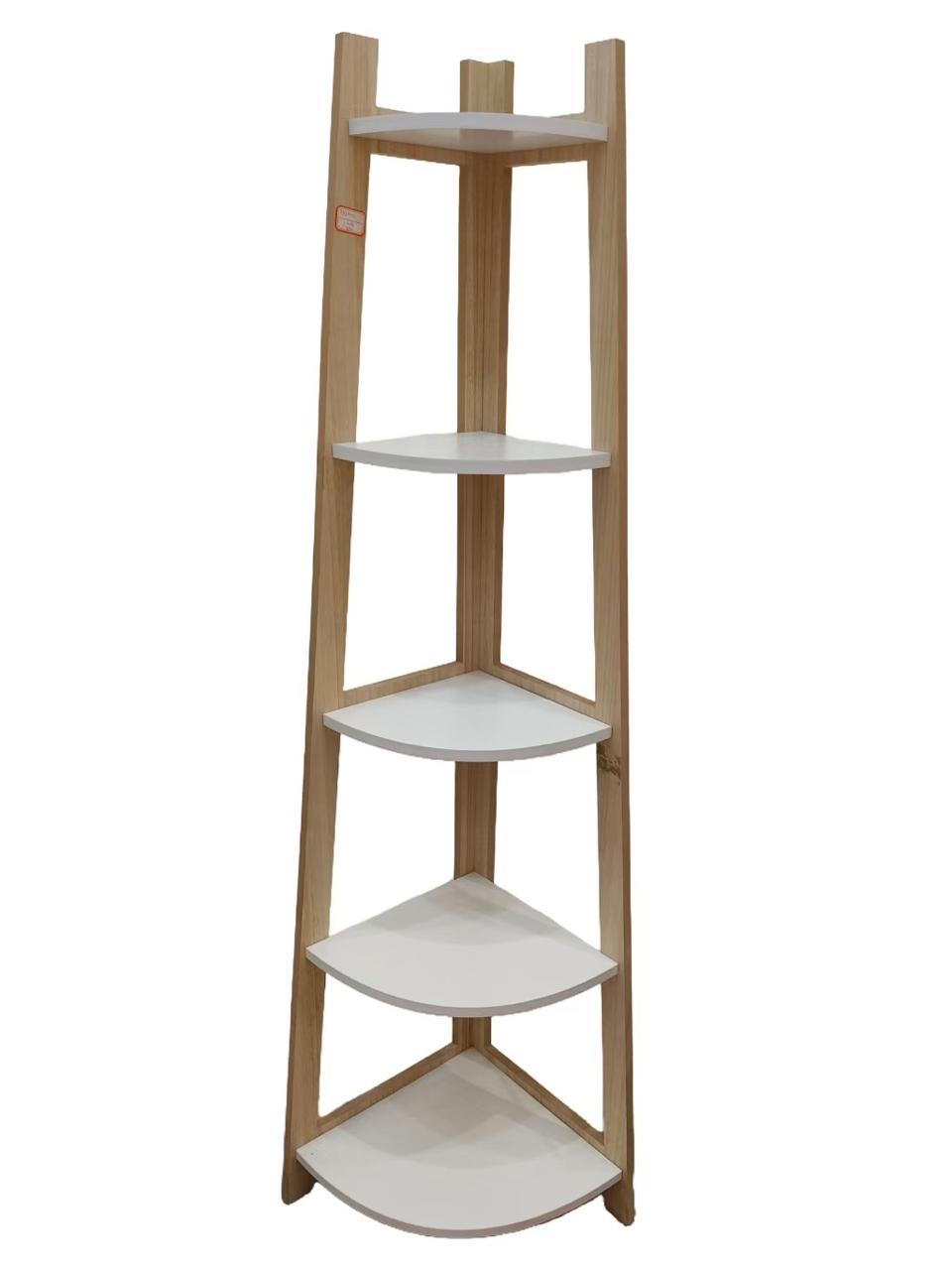 5 Tier Wooden Corner Storage Rack | 155cm Space-Saving Shelf | 155cm x 38cm x 38cm