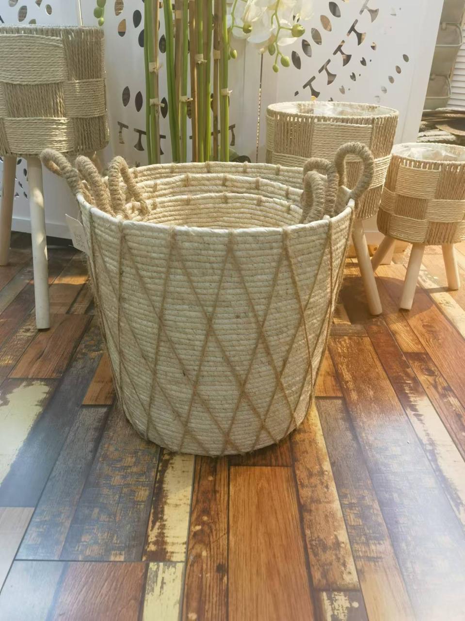 Set of 3 Handmade Stackable Baskets | Stylish Home Storage