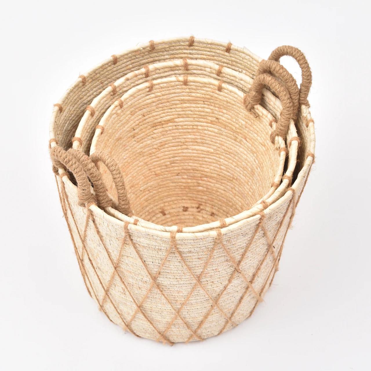 Set of 3 Handmade Stackable Baskets | Stylish Home Storage