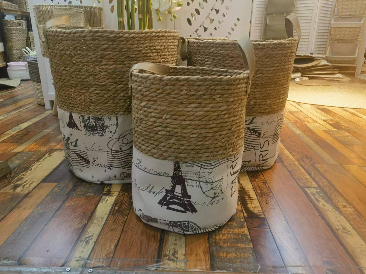 High Quality Set of 3 Handmade Stackable Baskets