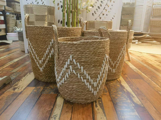 Set of 3 Stackable Handmade Baskets | Durable Storage Solution