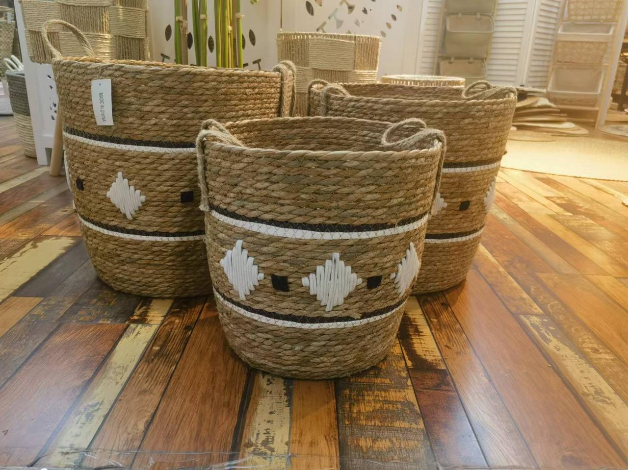 Set of 3 Handmade Stackable Baskets | Durable Home Organizers