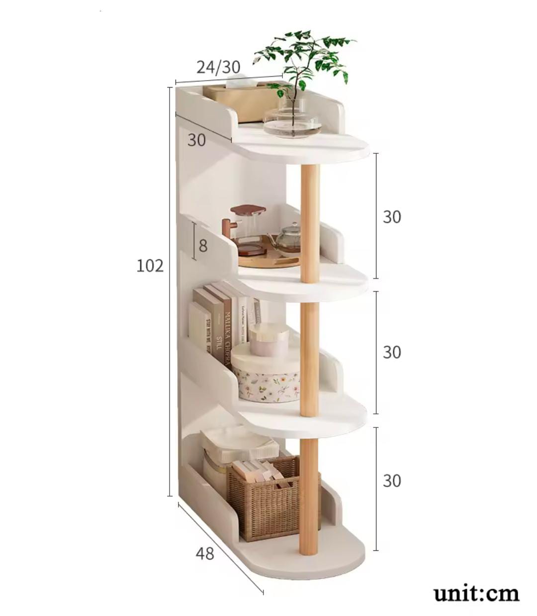 MultiPurpose Console Table & Bookshelf Cabinet, 103x30x48cm