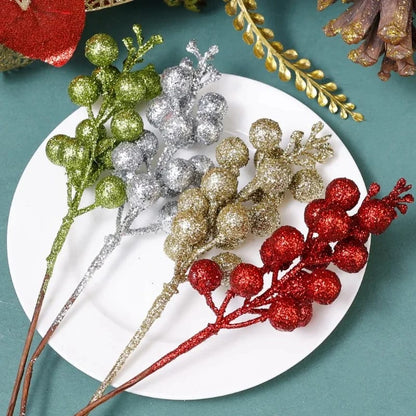 3 Heads Artificial Berries Branch Bouquet | Christmas DIY Crafts