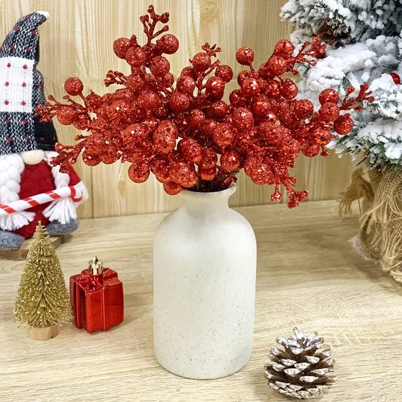 3 Heads Artificial Berries Branch Bouquet | Christmas DIY Crafts