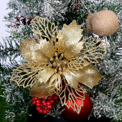 2pcs Glitter Artificial Christmas Flowers | Xmas Tree Decorations