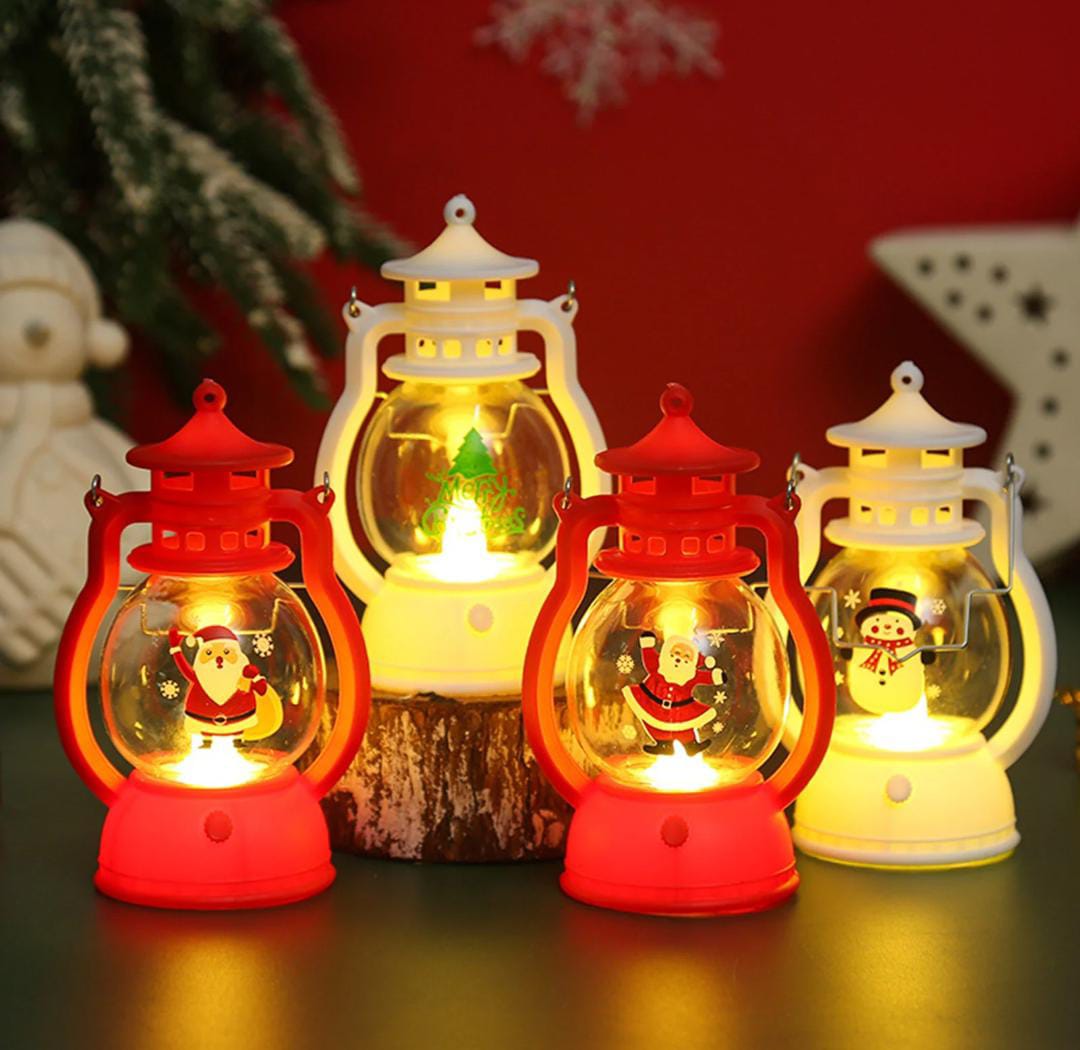 Mini LED Lantern Set (3pcs) | Snowman & Santa Hanging Night Lamps