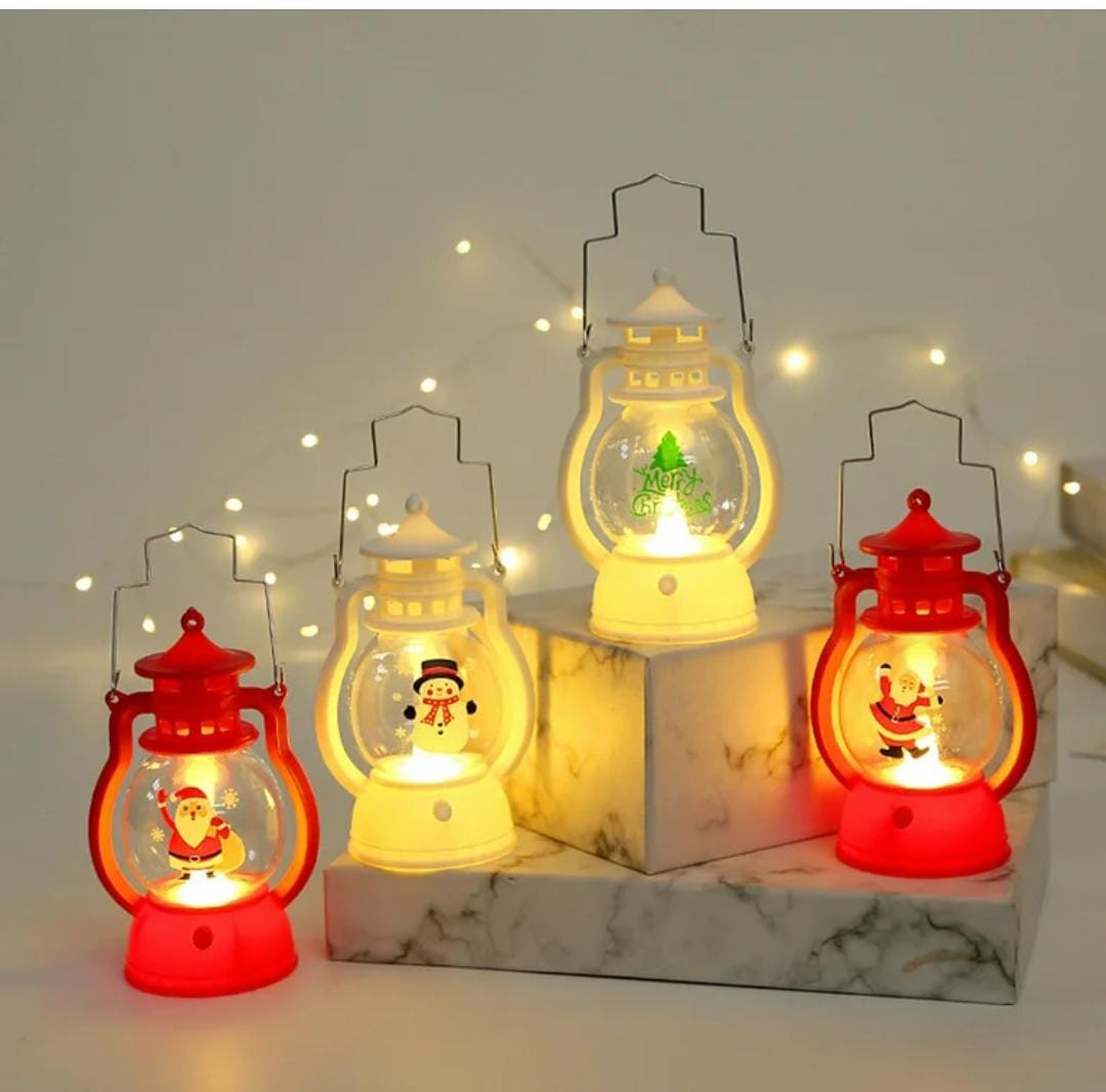 Mini LED Lantern Set (3pcs) | Snowman & Santa Hanging Night Lamps