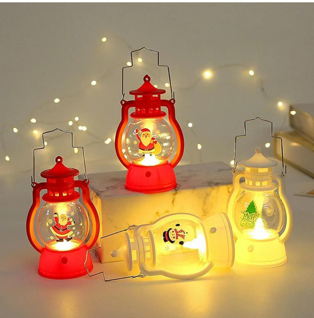 Mini LED Lantern Set (3pcs) | Snowman & Santa Hanging Night Lamps