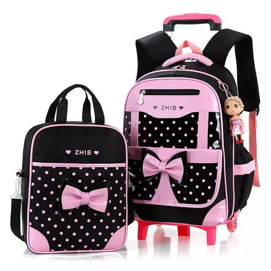 2in1 3D Kids Trolley Backpack with Detachable Lunch Bag