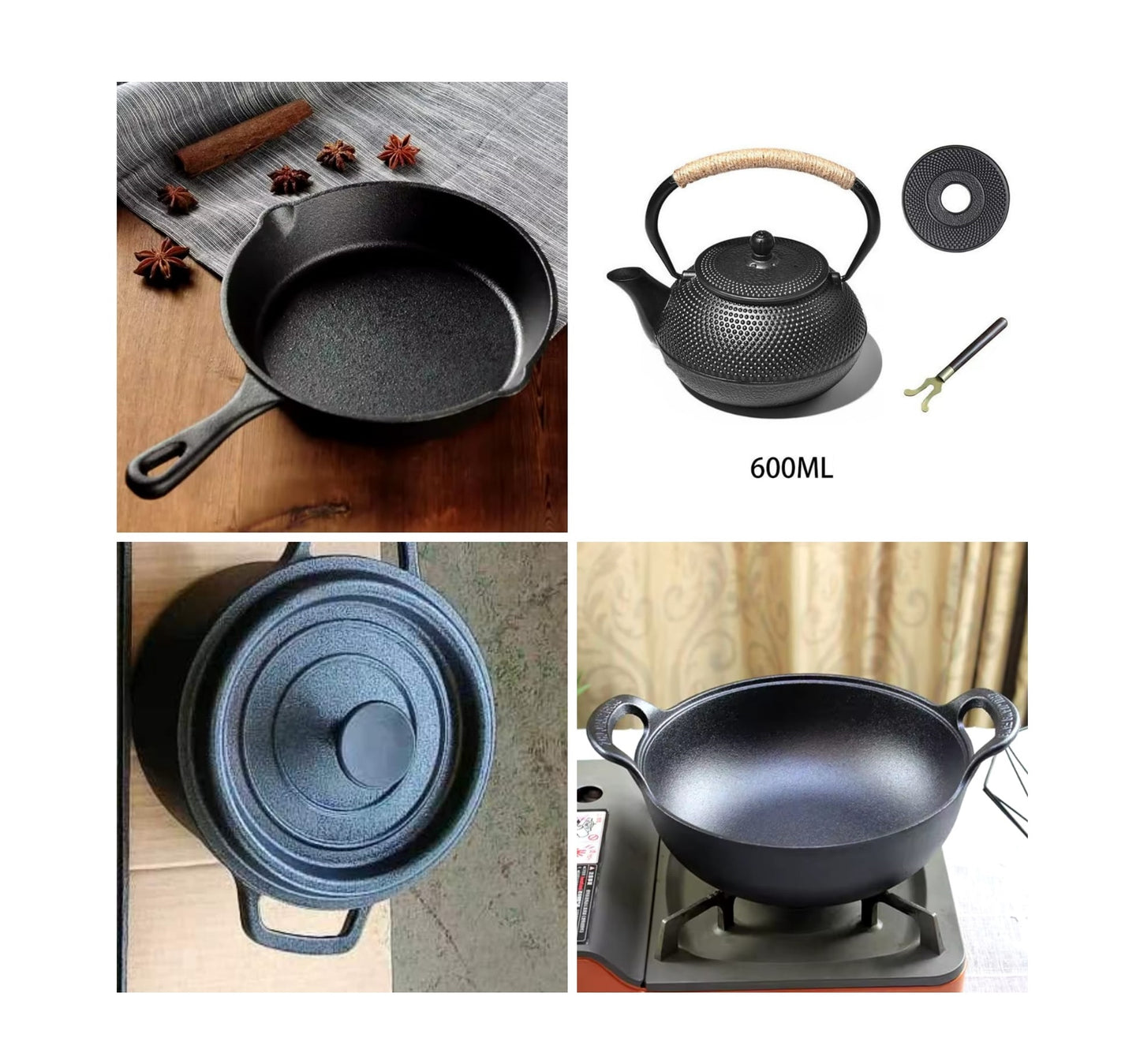 Premium Quality Heavy Duty Cast Iron Cookware Set | Healthy & Durable Cookware