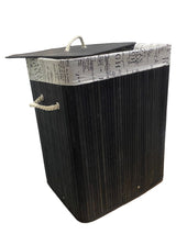 Eco-Friendly Black Bamboo Collapsible Laundry Basket, 50x30x40cm