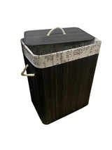 Eco-Friendly Black Bamboo Collapsible Laundry Basket, 50x30x40cm