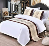 Premium European Style Embroidered Bed Runner with Pillow Cases | 1 bed runner + 2 throw pillowcases