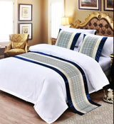 Premium European Style Embroidered Bed Runner with Pillow Cases | 1 bed runner + 2 throw pillowcases