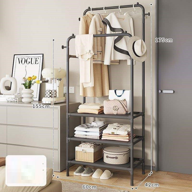 Double Clothing Garment Rack with 3-Tier Storage Shelf | Stylish & Functional