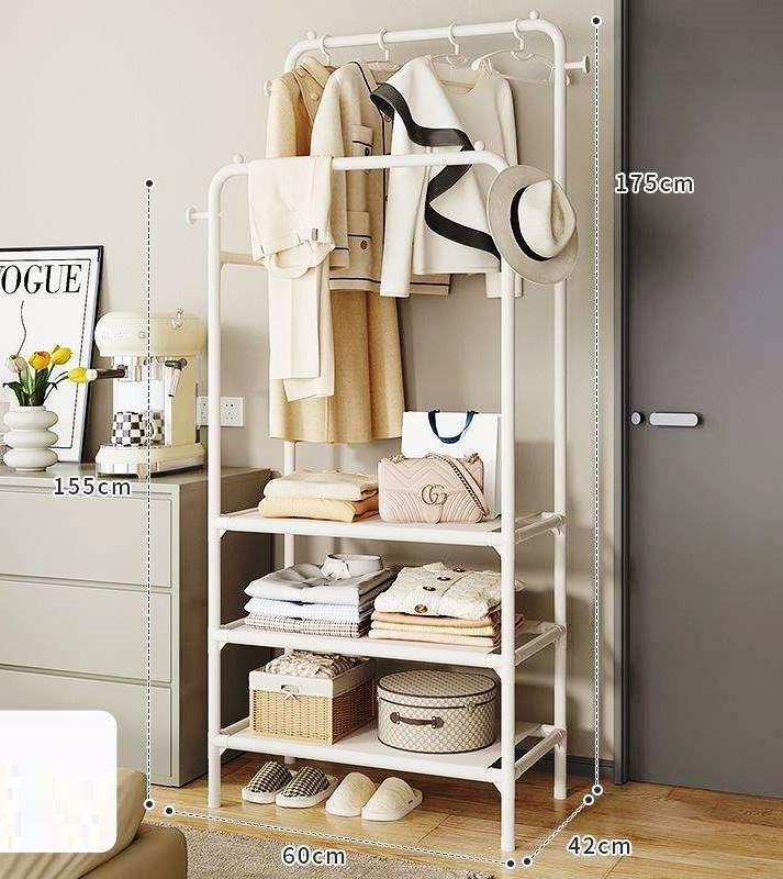 Double Clothing Garment Rack with 3-Tier Storage Shelf | Stylish & Functional