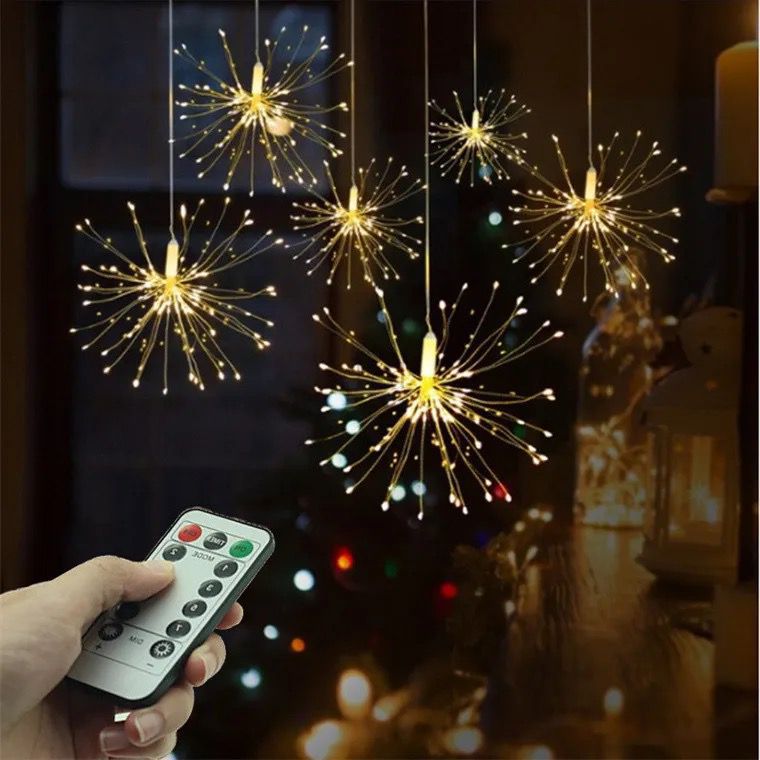 120 Lights in 1, 5M Remote Controlled Starburst Decorative Christmas Lights (Warm White)