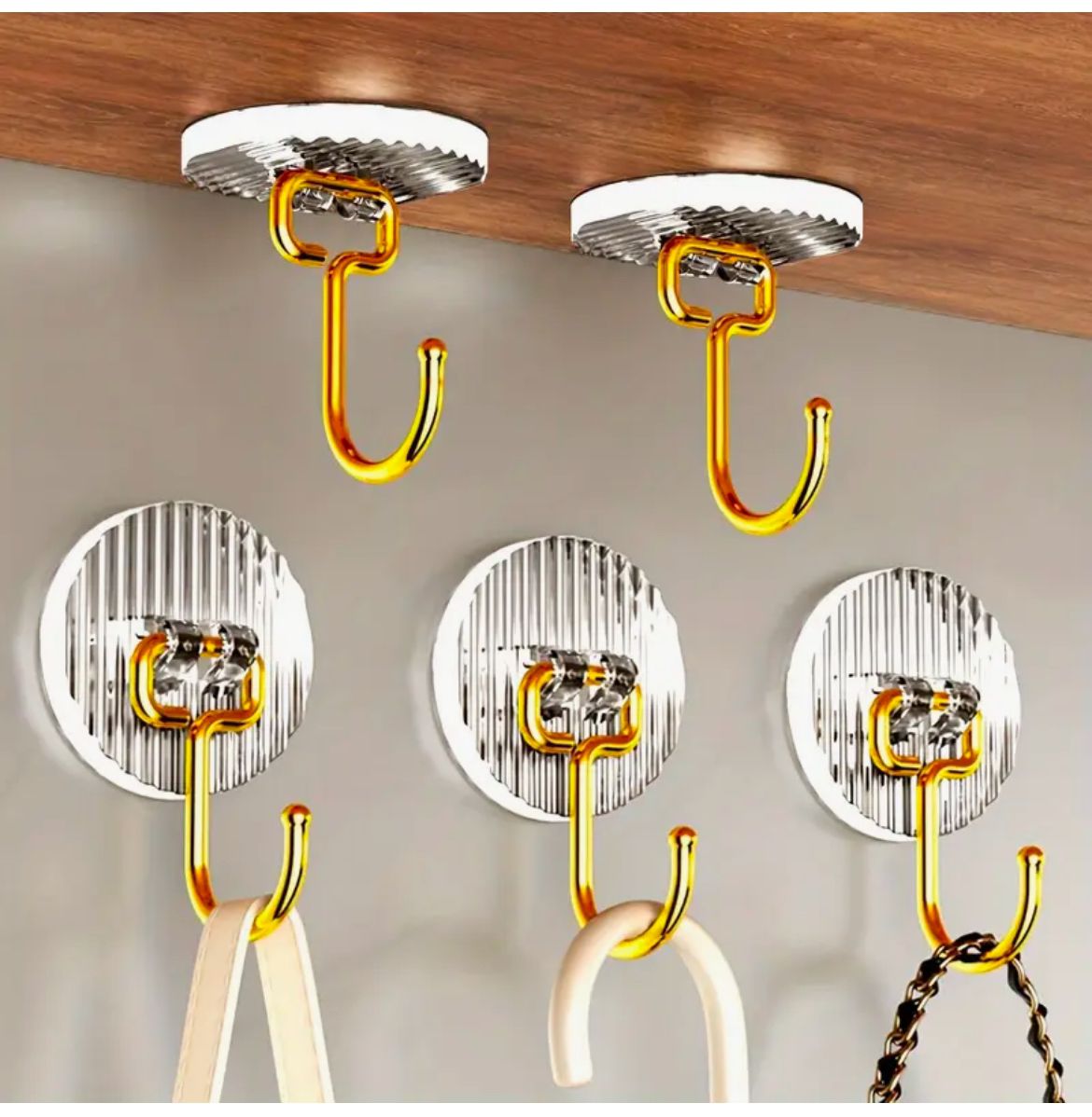 Set of 5 Golden Acrylic Hooks  | Stylish Key Holders for Living Room & Kitchen