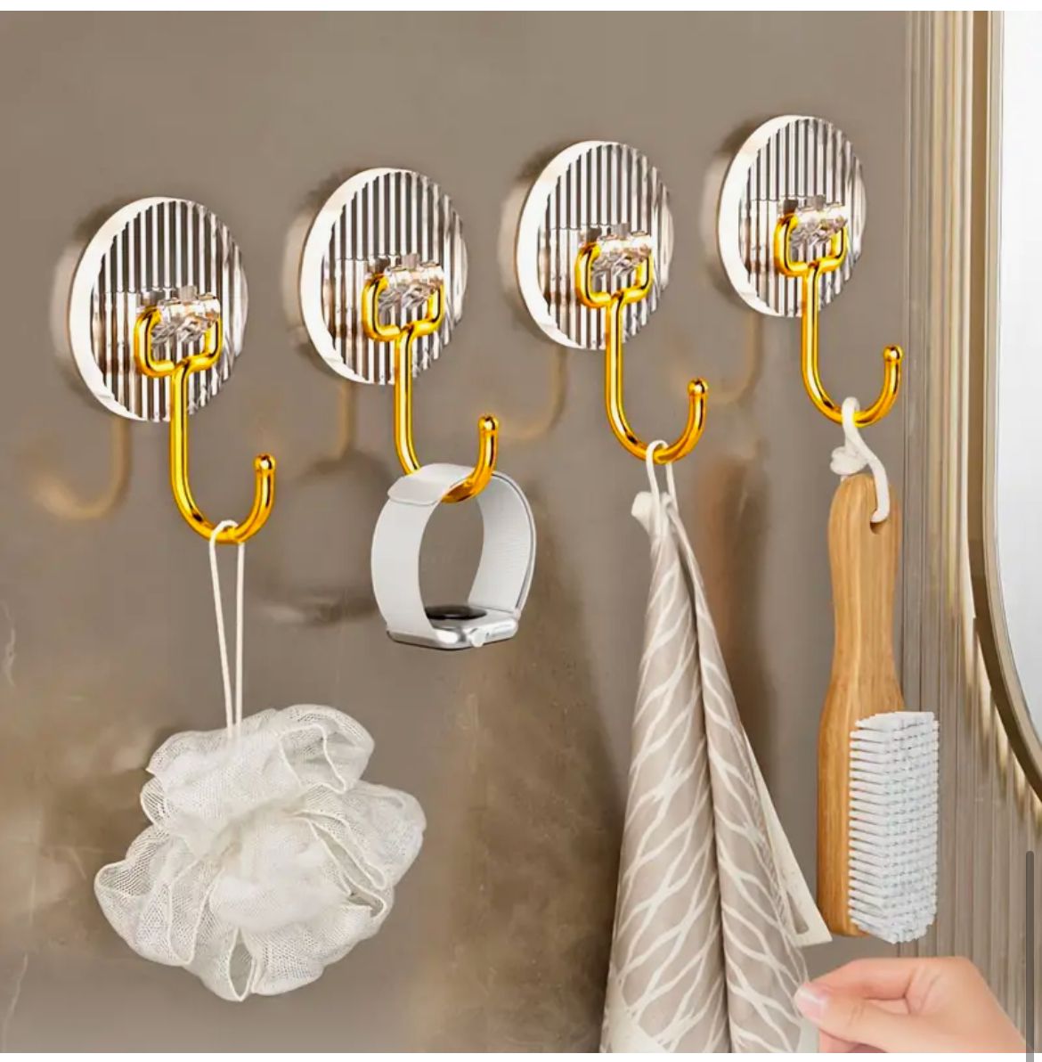 Set of 5 Golden Acrylic Hooks  | Stylish Key Holders for Living Room & Kitchen