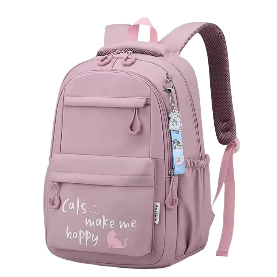 Cute Girls Backpack | Large Capacity School Bag in Black & Pink | 44cm (H) x 29cm (W) x 18cm (D)