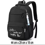 Cute Girls Backpack | Large Capacity School Bag in Black & Pink | 44cm (H) x 29cm (W) x 18cm (D)