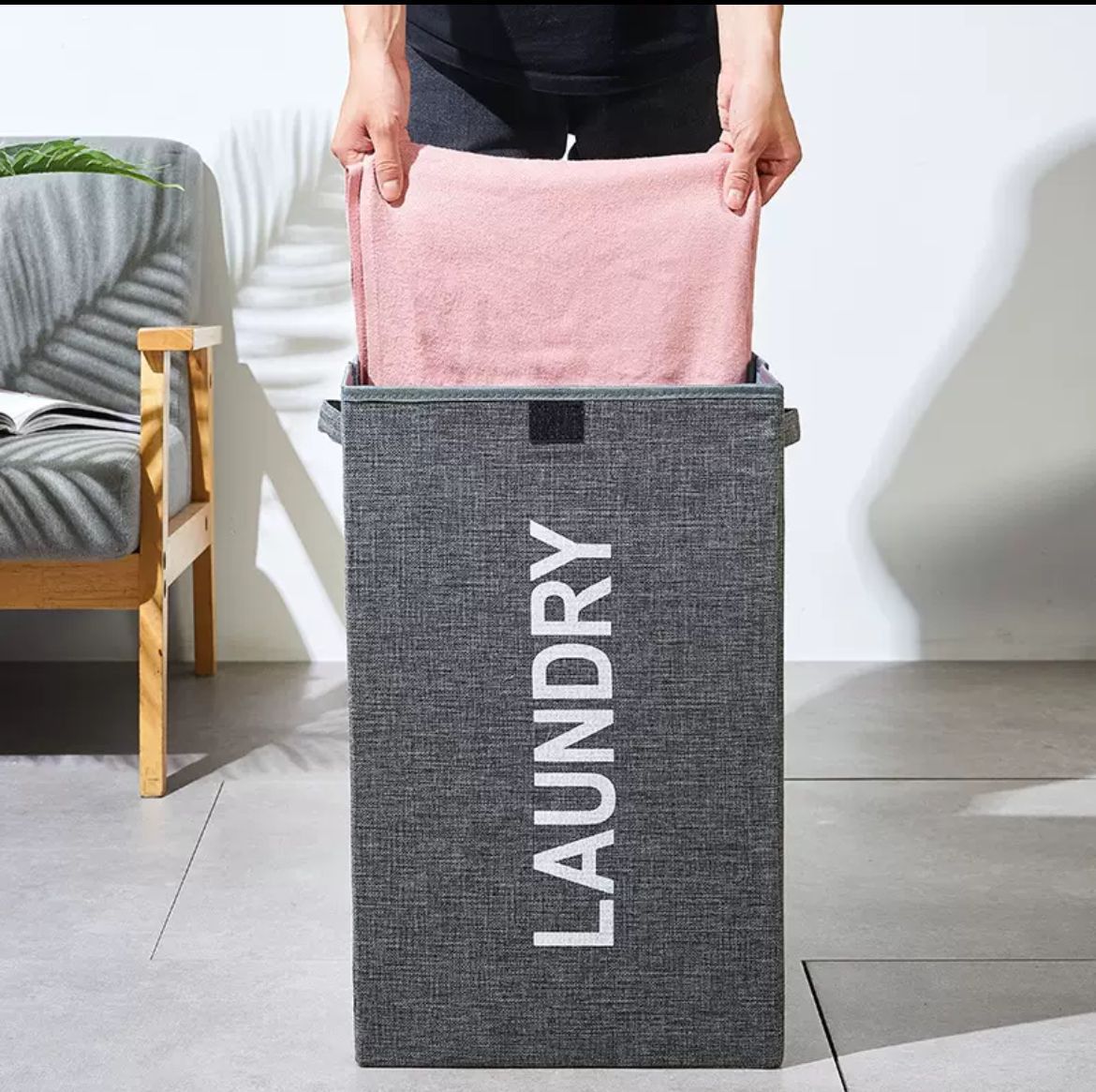 Large Capacity Foldable Laundry Hamper | 33x33x53cm Cotton Linen