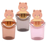 Cartoon Bear Bathroom Toothbrush Holder Cup | Wall Hanging Organizer