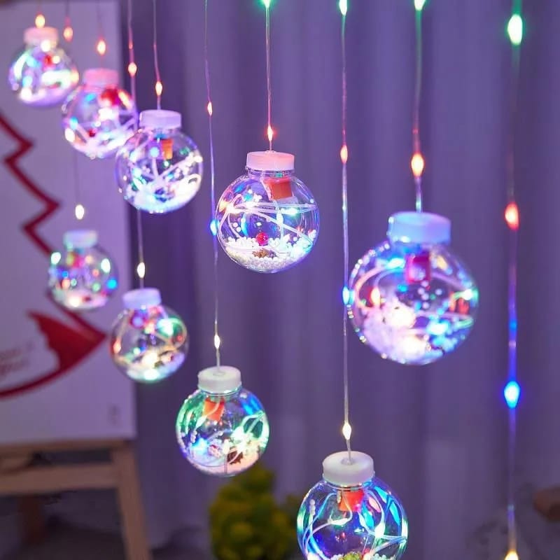 10pcs Christmas LED Wish Ball Garland Curtain Light – 3.5M, USB Powered