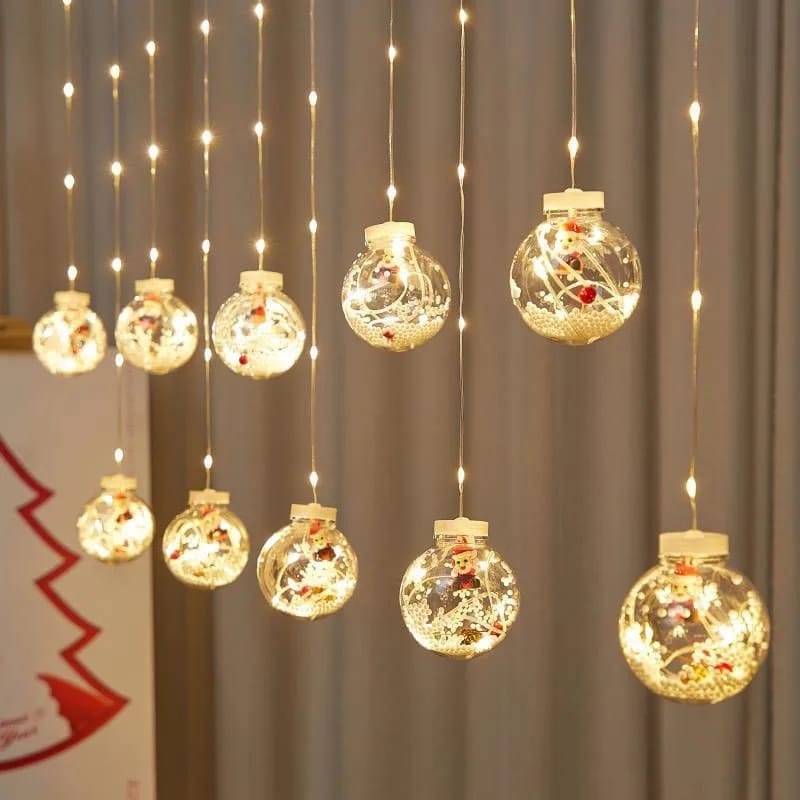 10pcs Christmas LED Wish Ball Garland Curtain Light – 3.5M, USB Powered