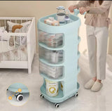 4 Tier Multipurpose Baby Supplies Whale Cart | Mobile Snack & Storage Shelf Organizer |  94cm (H) x 47cm (L) x 32cm (W)