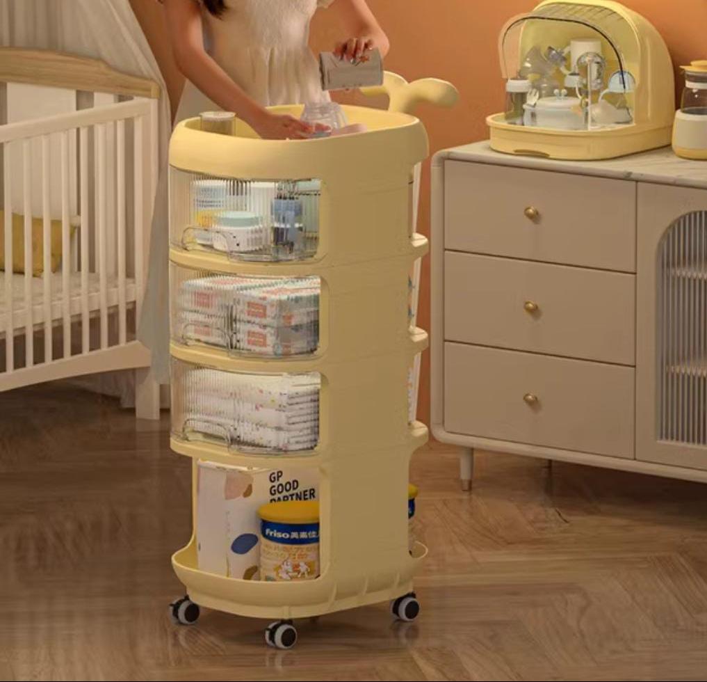 4 Tier Multipurpose Baby Supplies Whale Cart | Mobile Snack & Storage Shelf Organizer |  94cm (H) x 47cm (L) x 32cm (W)