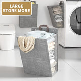 Foldable Adhesive Laundry Basket Hamper with Handle and Stickers | Punch-Free Wall Hanging Mesh Organizer - Grey & Beige