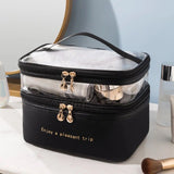 PU Leather Double-Layer Waterproof Toiletries & Cosmetics Bag | Compact Travel Organizer