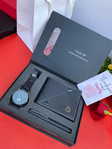 Tomi Gents Gift Set Leather Wallet, Genuine Leather Watch, Executive Pen, Box, Gift Bag & Card