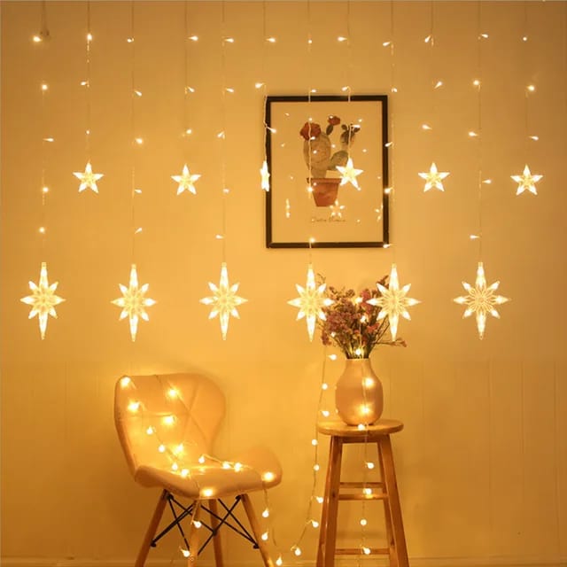 Star Curtain led  Lights with Snowflakes