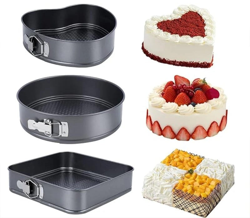 3 Piece Non Stick Cake Mould/Baking Tin Set 22cm, 24cm & 26cm | Durable & Easy Release