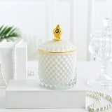 White Glass Sugar Dish with Gold Accent | 350ml Capacity | Round Shape | Elegant and Classy Design