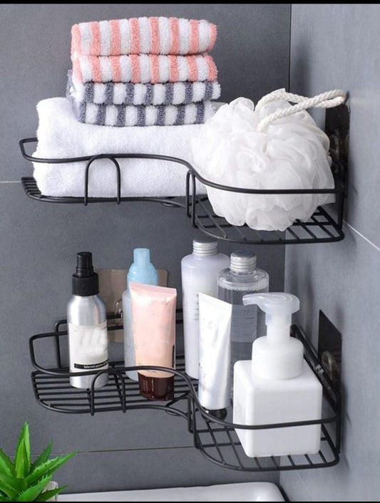 Corner Shelf Organizer | Black, Space-Saving Multi-Tier Storage for Bathroom, Kitchen, or Office