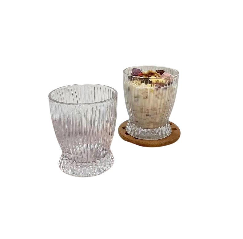 6pcs Short Vertical Stripes Milk Cup Glass Water Set