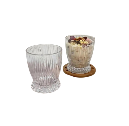 6pcs Short Vertical Stripes Milk Cup Glass Water Set