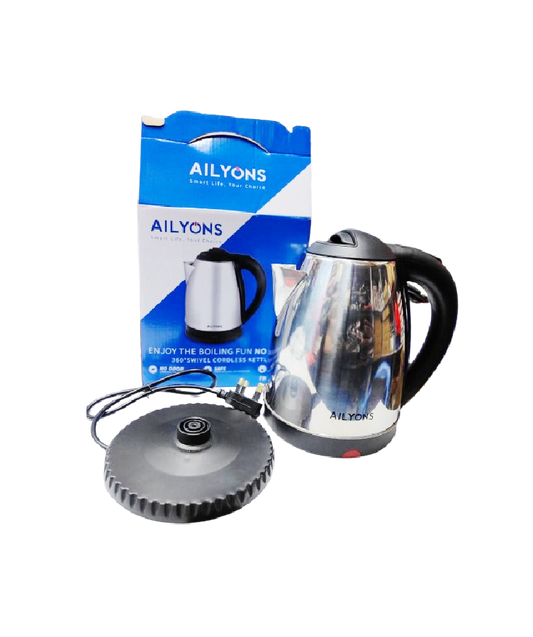 Ailyons 1.8L Electric Kettle | 1500W Fast Boiling Stainless Steel & Cordless Glass Kettle with Auto Shut-Off