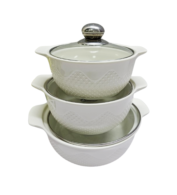 3 Piece High Quality 3in1 Ceramic Serving Dish Set | Elegant Food Presentation