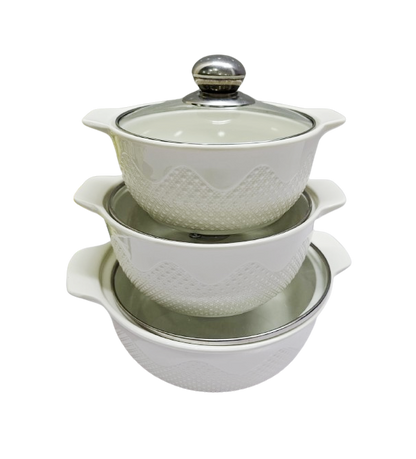 3 Piece High Quality 3in1 Ceramic Serving Dish Set | Elegant Food Presentation