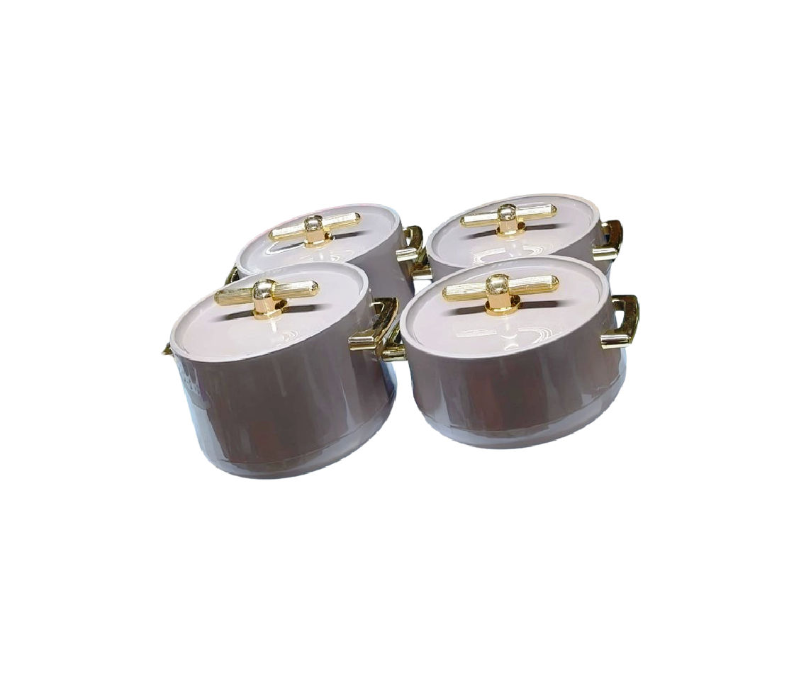 Antalya 4pcs Insulated Hotpot Set | Durable Hot Food Storage & Serving Set | Stackable Design (Brown)