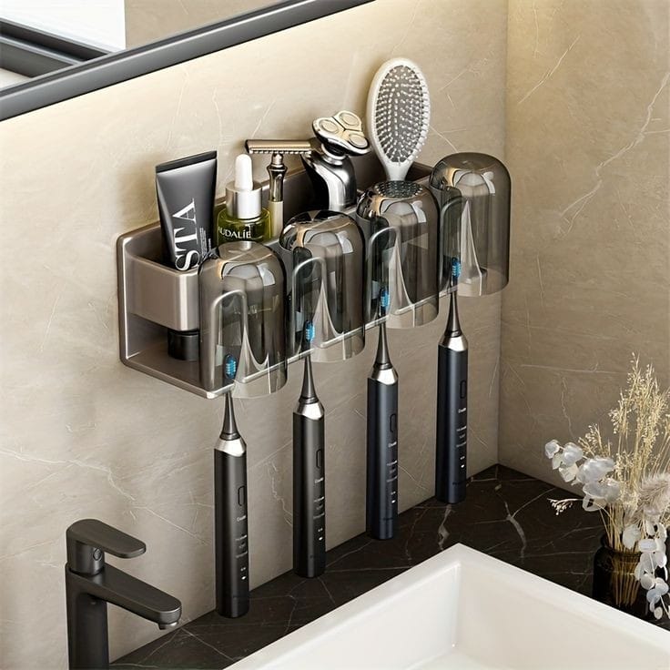 Family Toothpaste Dispenser with 4 Cups