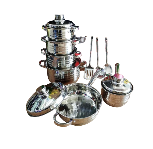 15 pcs Induction Base Stainless Steel Cookware set with Glass Lid  ST-15